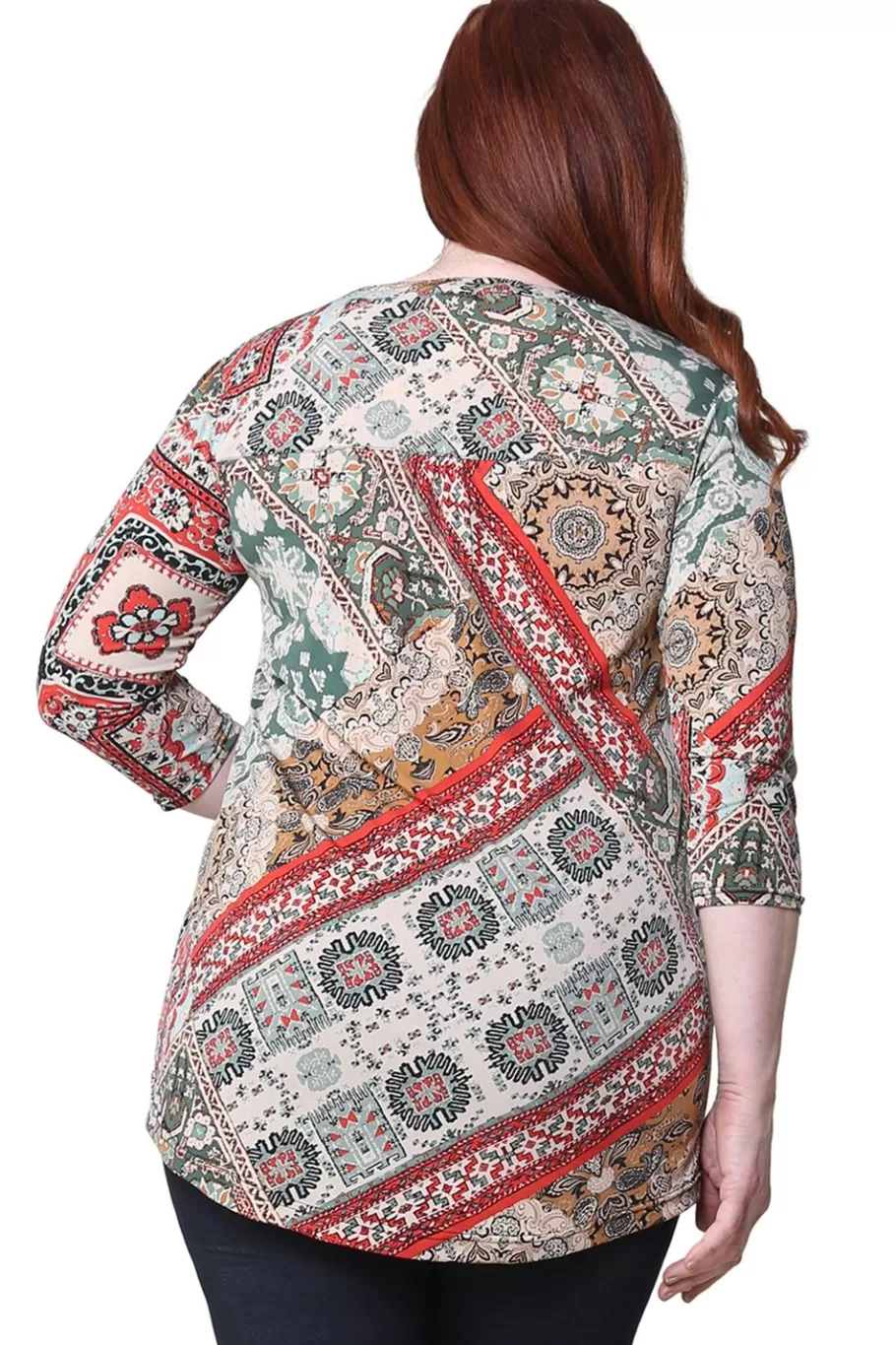 La Cera™ Tunica Con Estampado De Cachemira Persa La Cera Talla Grande^ Plus Tops