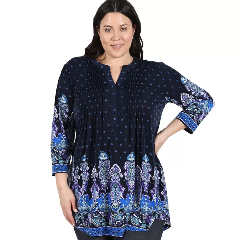 La Cera™ Tunica Con Estampado De Cachemira Renacentista La Cera Talla Grande^ Plus Tops