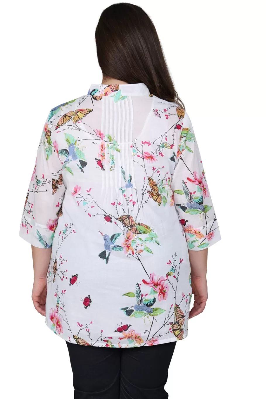 La Cera™ Tunica Con Estampado De Colibri/Mariposa De Talla Grande^ Plus Tops