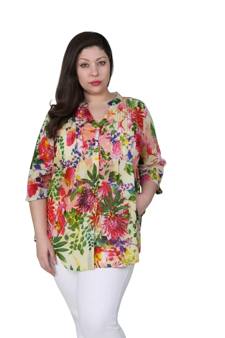La Cera™ Tunica Con Estampado De Jardin Tropical De Talla Grande^ Plus Tops