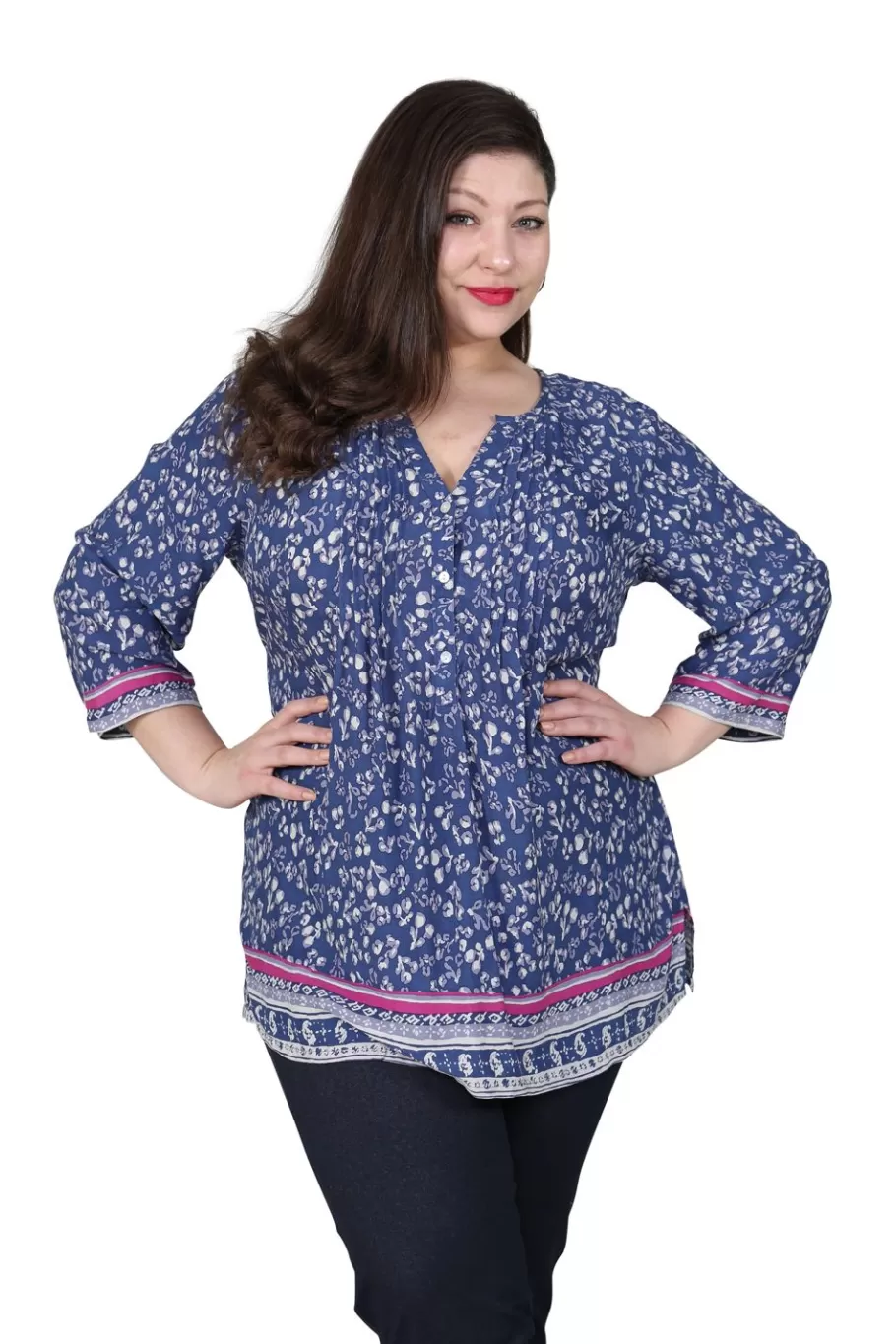 La Cera™ Tunica Con Estampado De Rayon De Talla Grande^ Plus Tops