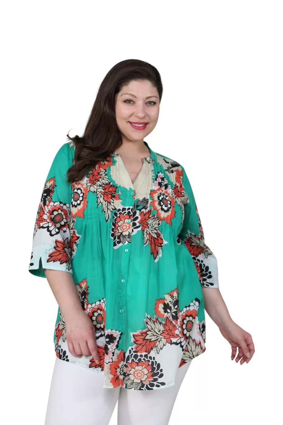 La Cera™ Tunica Con Estampado Floral Pop Art De Talla Grande^ Plus Tops