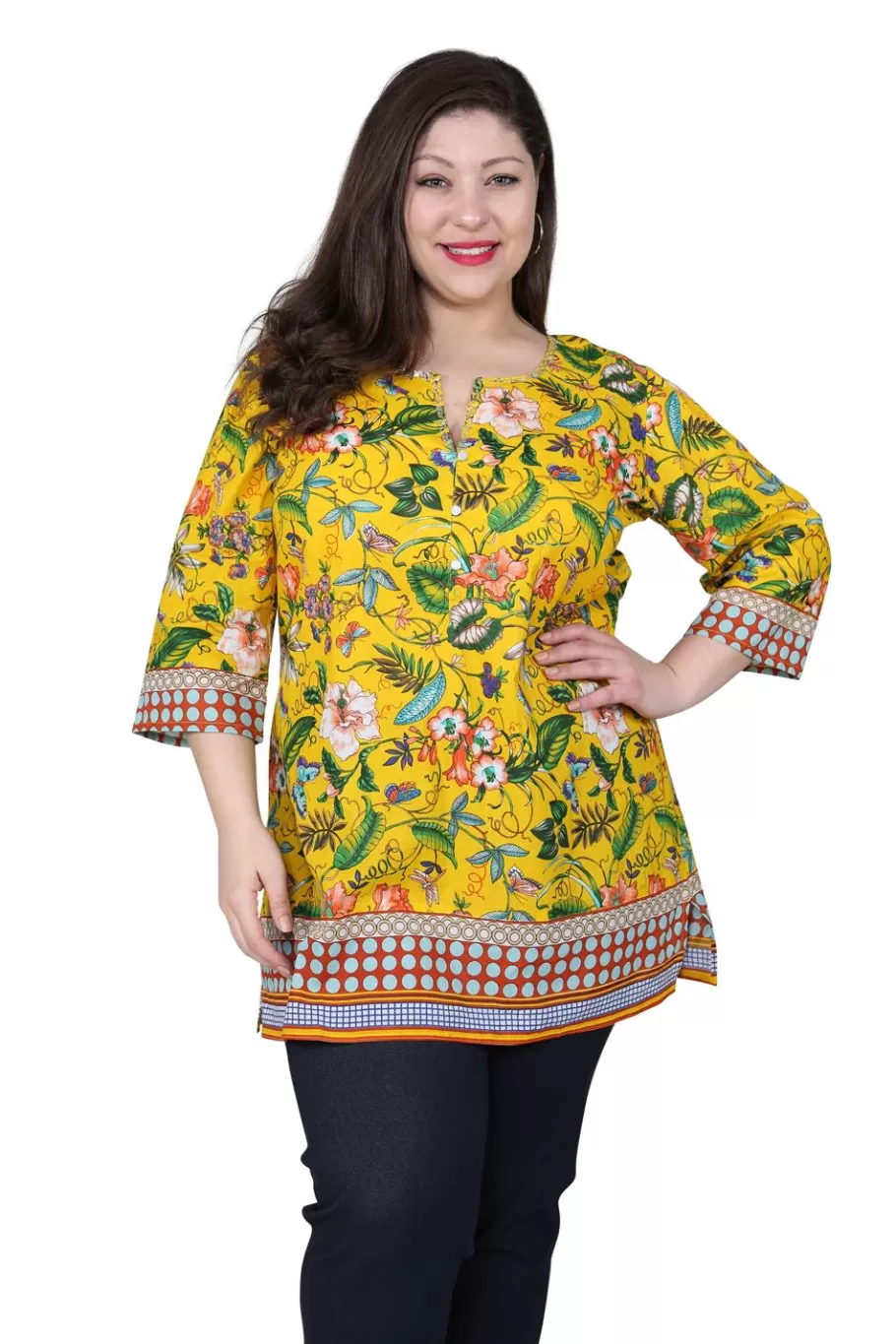 La Cera™ Tunica De Tecnicas Mixtas Florales De Talla Grande^ Plus Tops