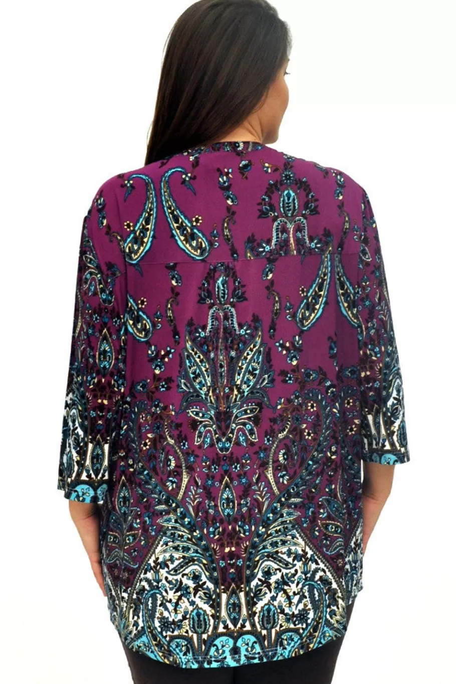 La Cera™ Tunica Estampada Con Frente Plisado La Cera De Talla Grande^ Plus Tops