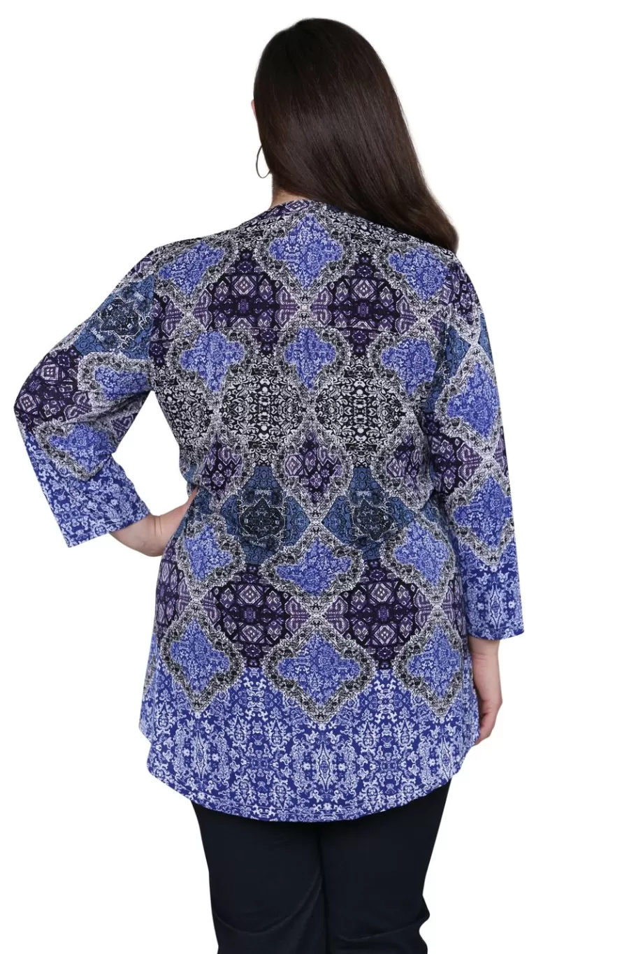 La Cera™ Tunica Estampada Con Frente Plisado La Cera Talla Grande Multicol^ Plus Tops