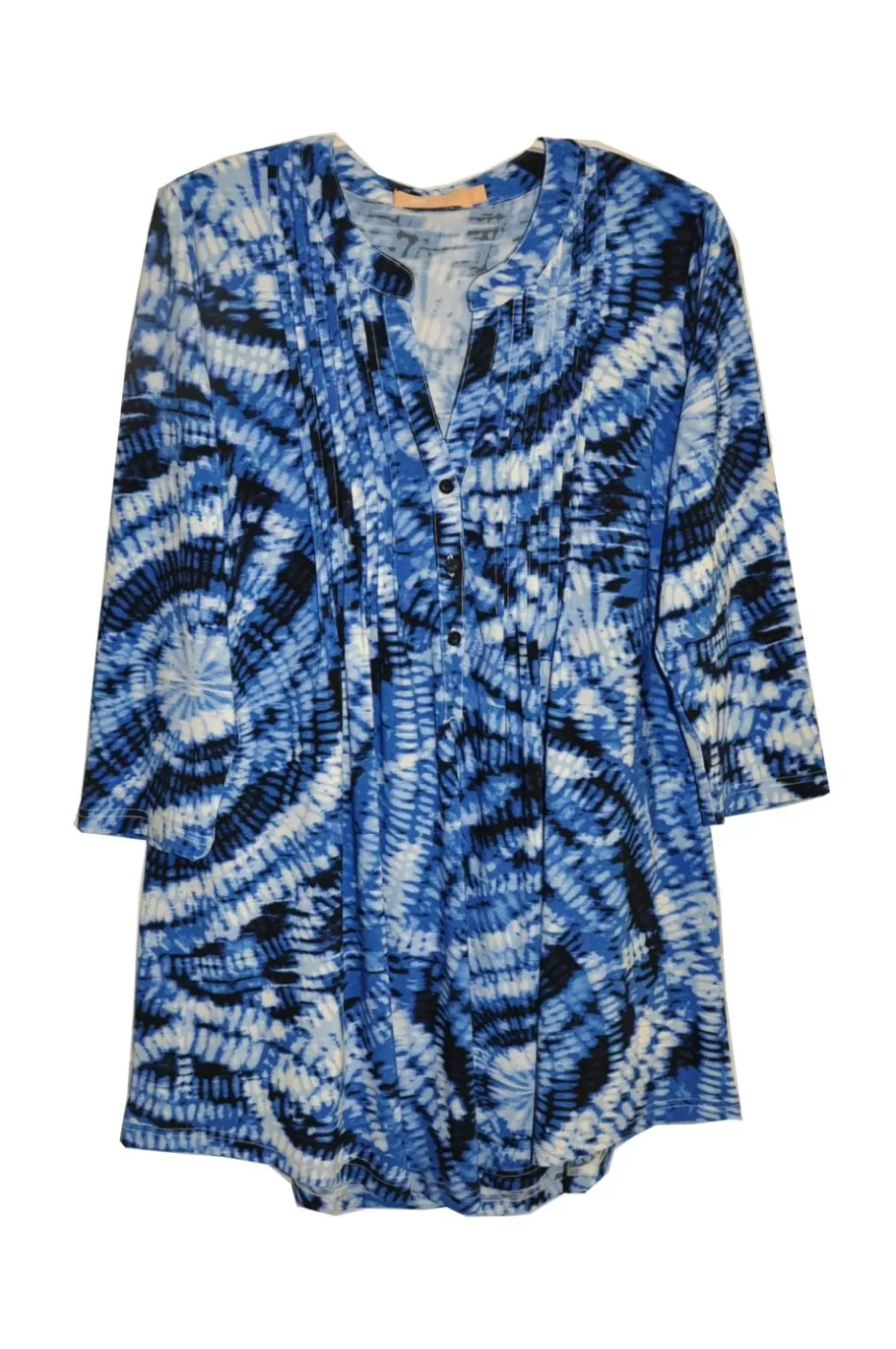 La Cera™ Tunica Estampada Con Frente Plisado La Cera Talla Grande Tie-Dye^ Plus Tops
