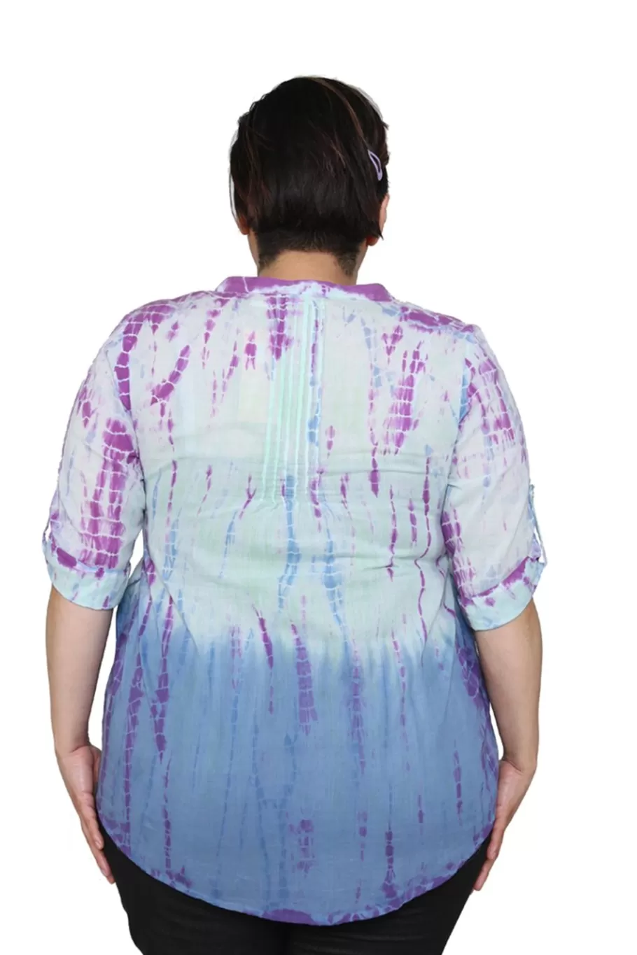 La Cera™ Tunica Plisada Con Efecto Tie-Dye De Talla Grande^ Plus Tops
