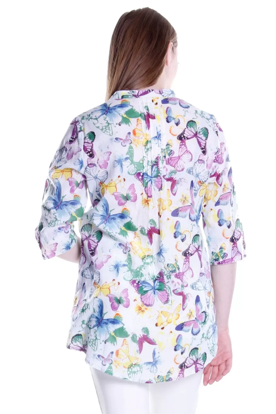 La Cera™ Tunica Plisada Con Estampado De Mariposas Arcoiris De La Cera^ Tapas