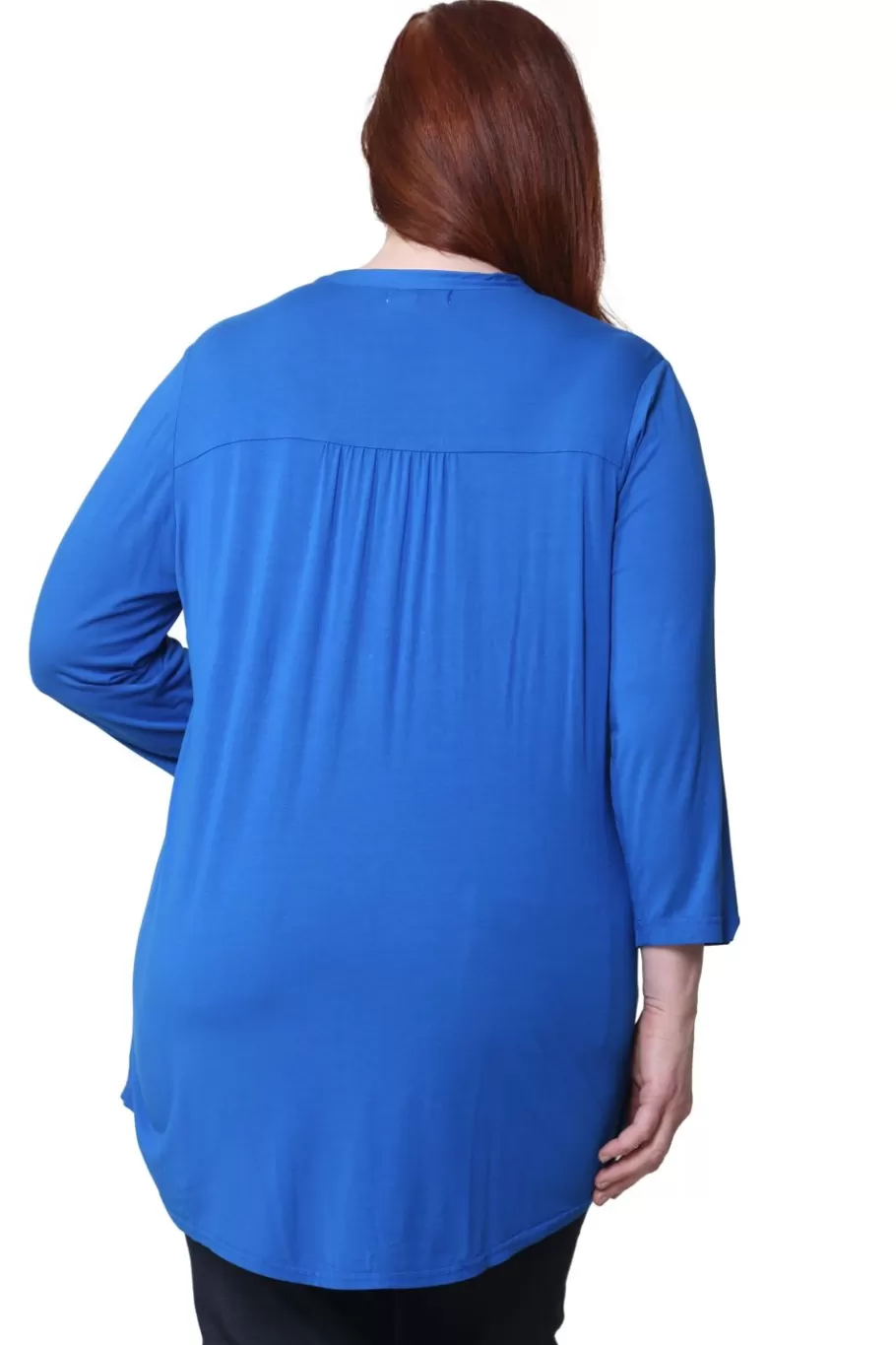 La Cera™ Tunica Solida De Rayon Con Frente Plisado De Talla Grande La Cera^ Plus Tops