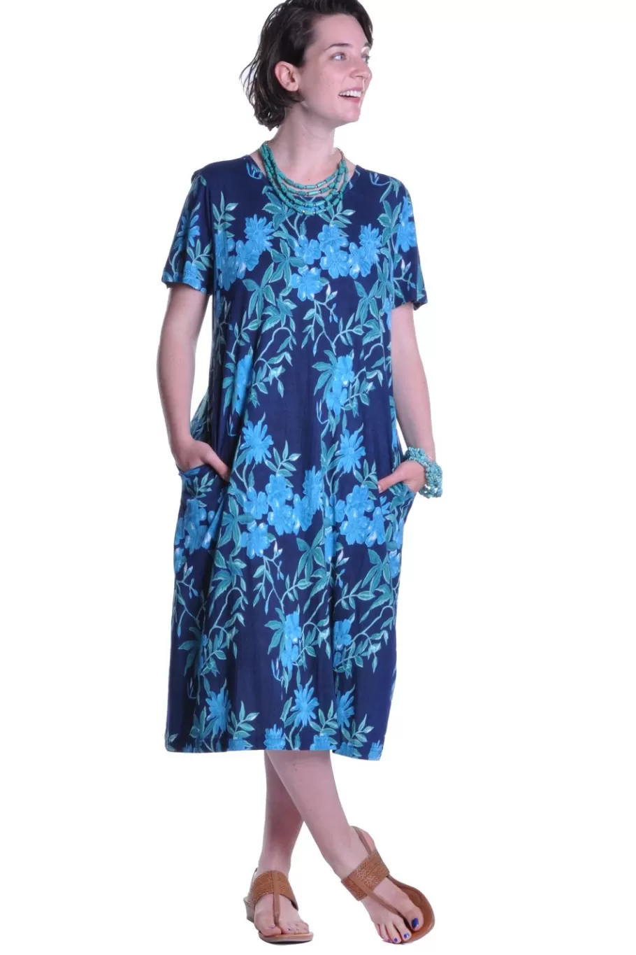 La Cera™ Vestido Acampanado Con Estampado Floral Azul Marino De La Cera^ Vestidos De Punto