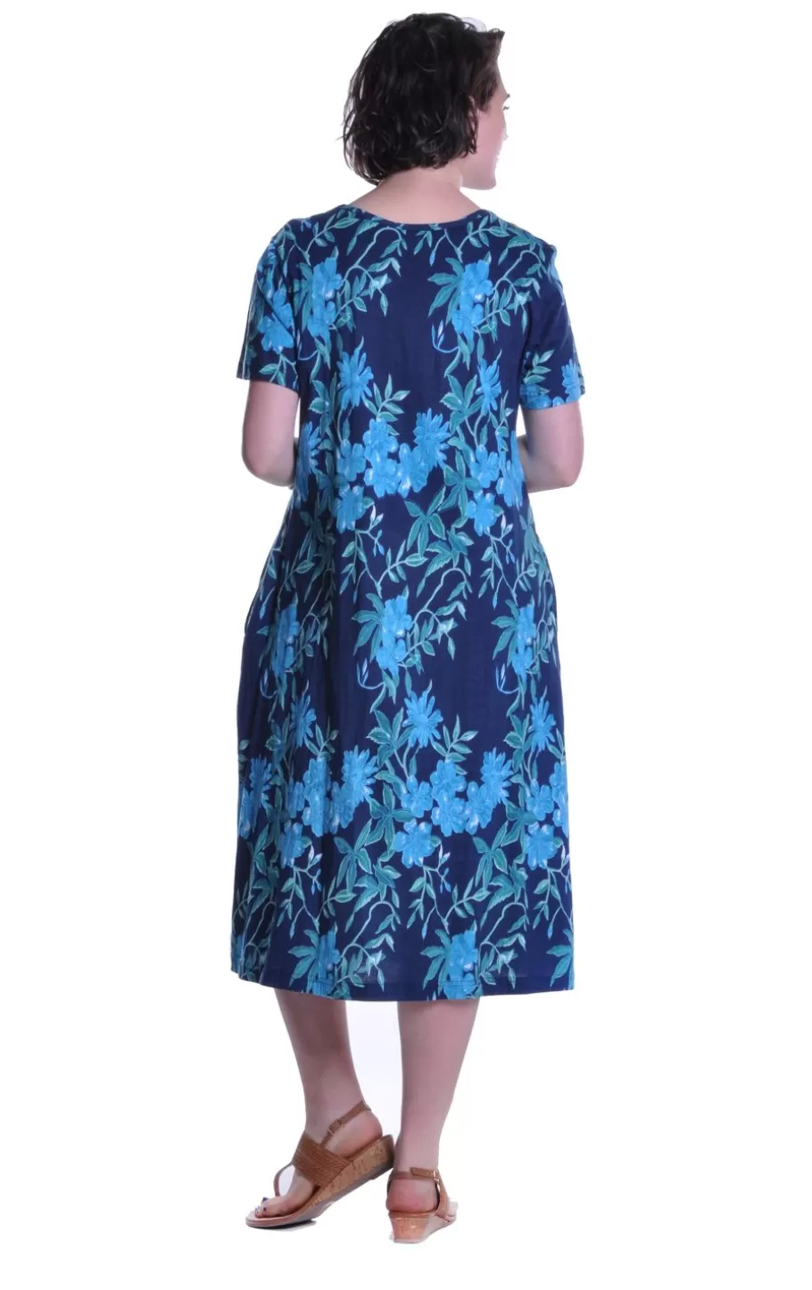 La Cera™ Vestido Acampanado Con Estampado Floral Azul Marino De La Cera^ Vestidos De Punto
