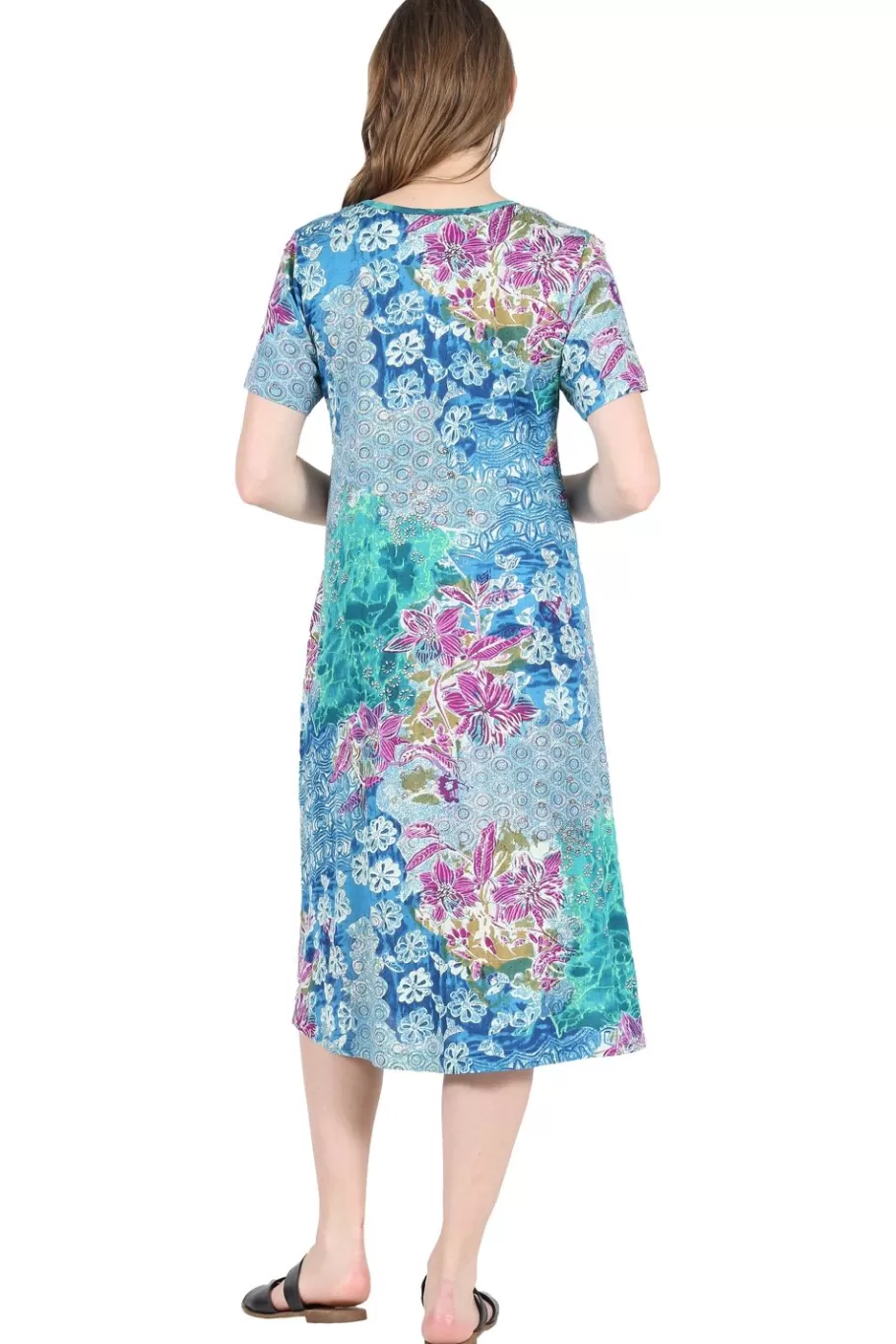 La Cera™ Vestido Acampanado De Punto De Jersey Floral De Algodon La Cera^ Vestidos De Punto