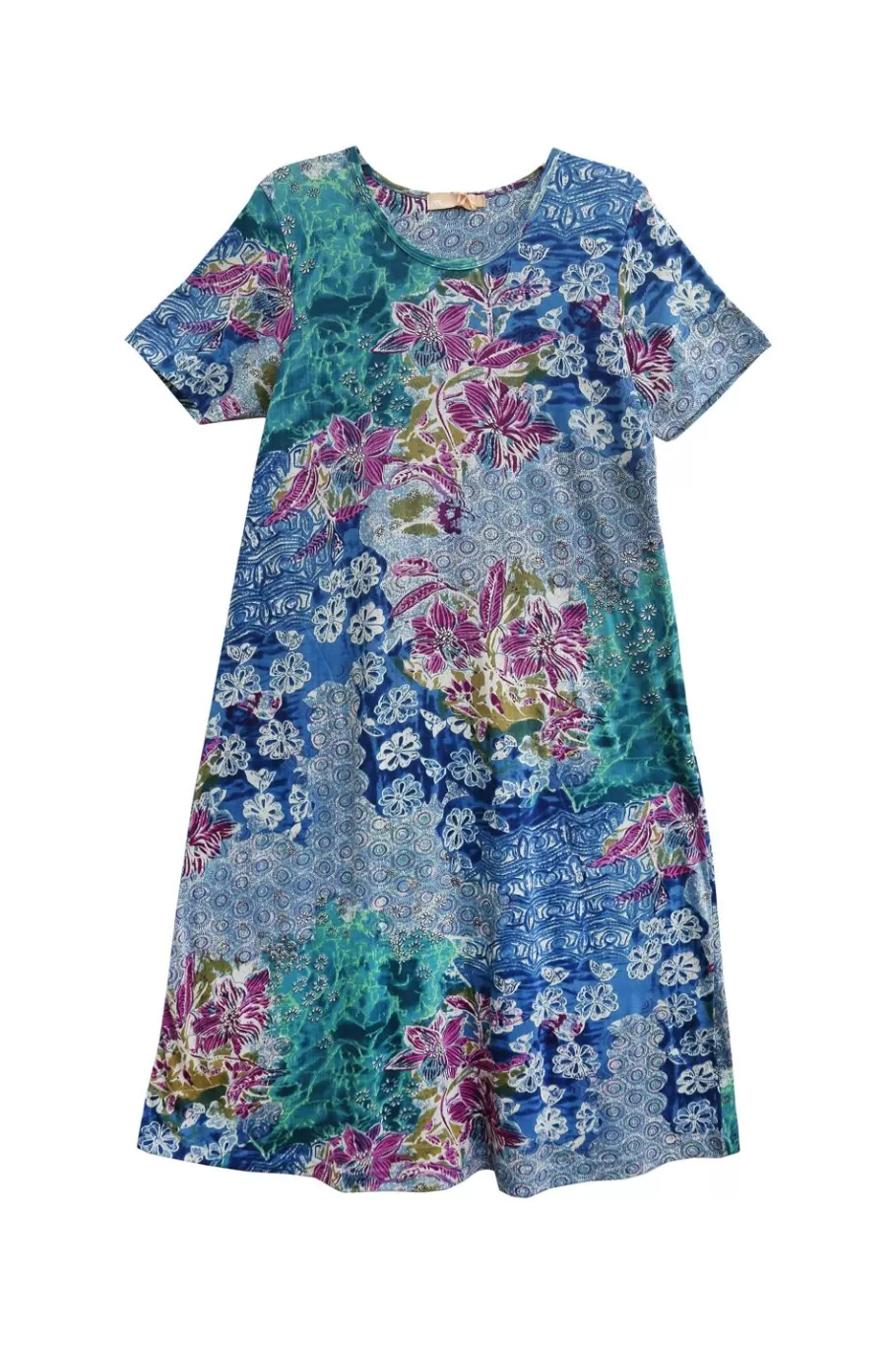 La Cera™ Vestido Acampanado De Punto De Jersey Floral De Algodon La Cera De Tal^ Vestidos Plus