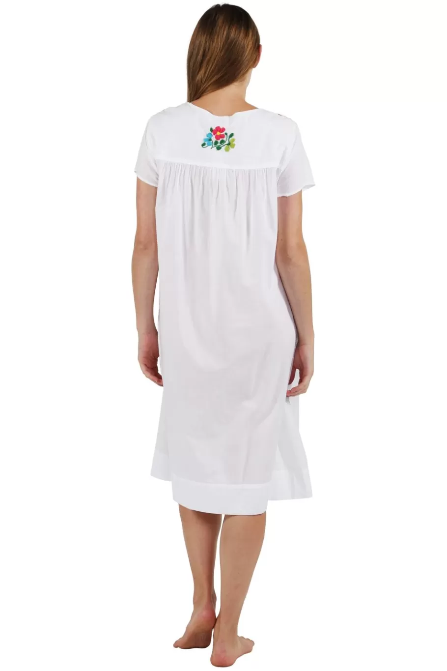 La Cera™ Vestido Bordado Con Manga Japonesa 100% Algodon^ Vestidos