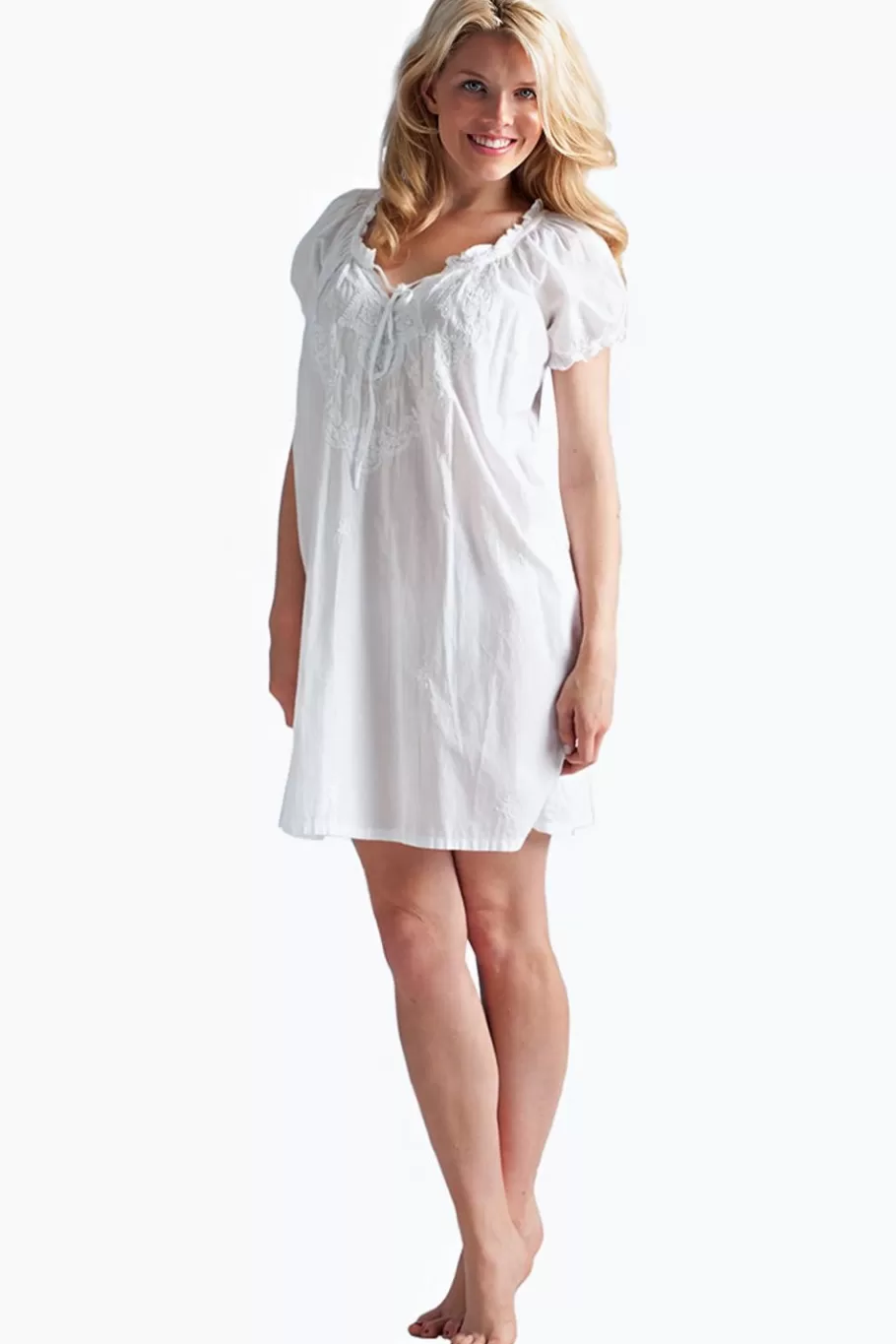 La Cera™ Vestido Campesino Corto Con Mangas Abullonadas La Cera^ Camisas