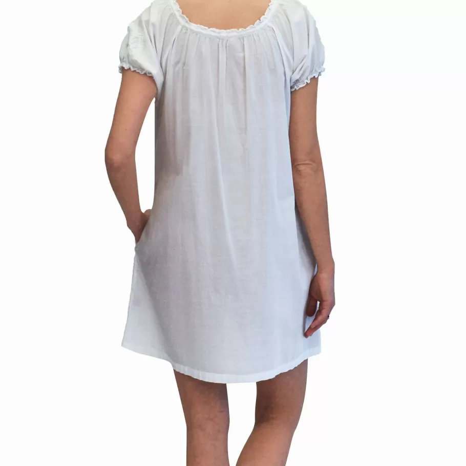 La Cera™ Vestido Campesino Corto Con Mangas Abullonadas La Cera^ Camisas