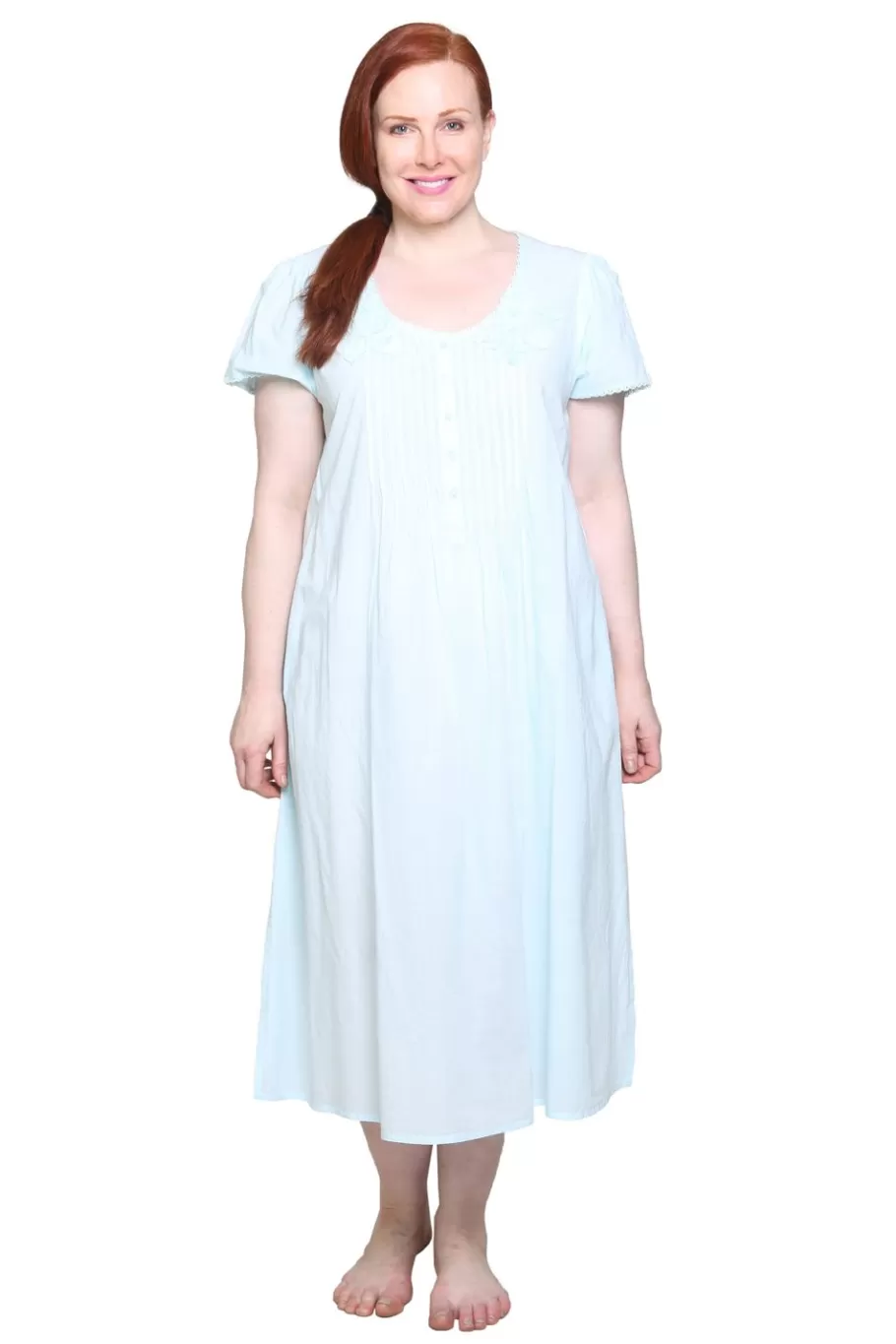 La Cera™ Vestido Con Apliques De Encaje 100% Algodon De Talla Grande La Cera^ Más Ropa De Dormir