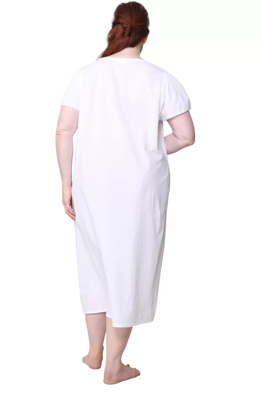 La Cera™ Vestido Con Apliques De Encaje 100% Algodon De Talla Grande La Cera^ Más Ropa De Dormir
