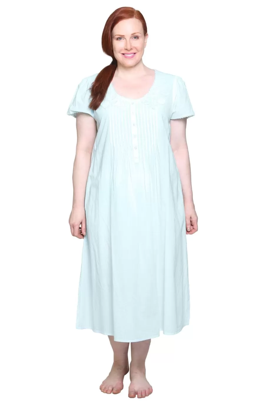 La Cera™ Vestido Con Apliques De Encaje 100% Algodon De Talla Grande La Cera^ Más Ropa De Dormir