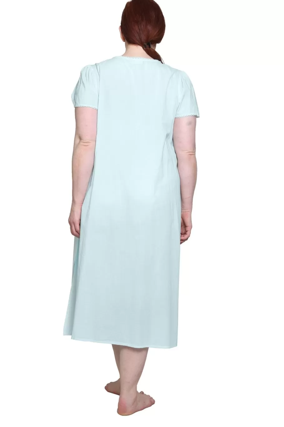 La Cera™ Vestido Con Apliques De Encaje 100% Algodon De Talla Grande La Cera^ Más Ropa De Dormir