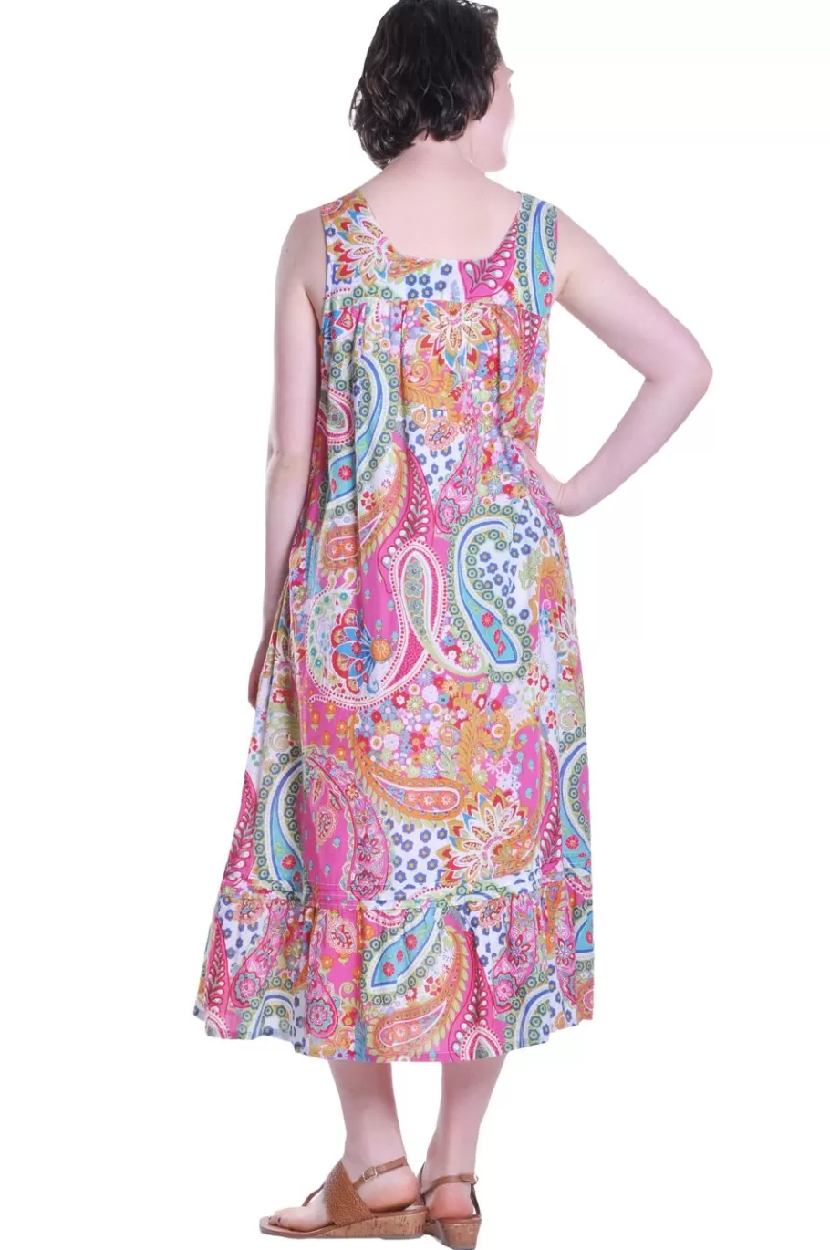 La Cera™ Vestido Con Cuello Redondo Y Estampado De Cachemira Con Bolsillos^ Vestidos