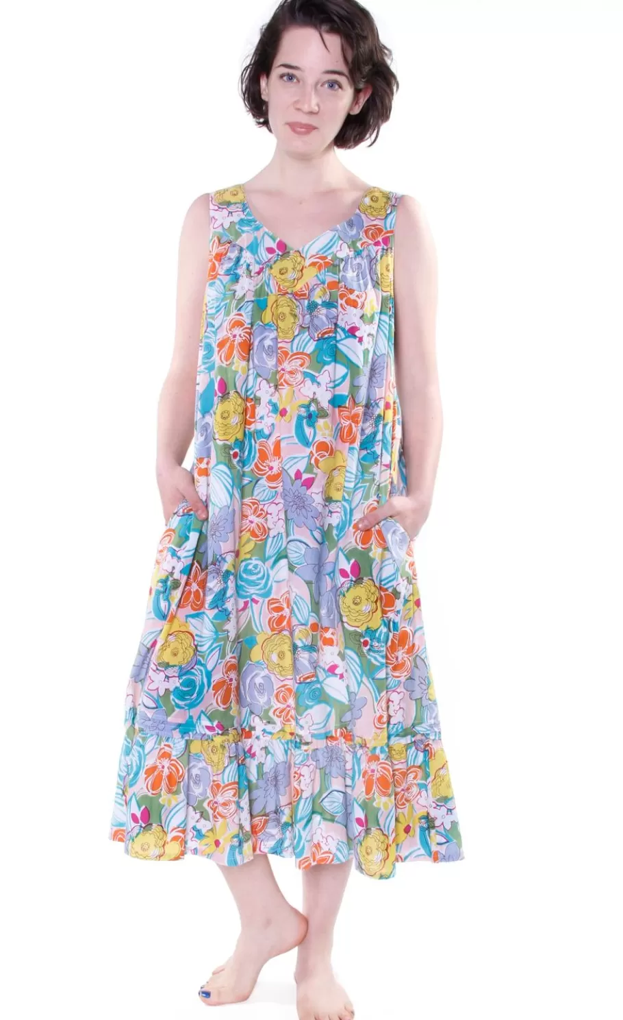 La Cera™ Vestido Con Cuello Redondo Y Estampado De Cachemira Con Bolsillos^ Vestidos