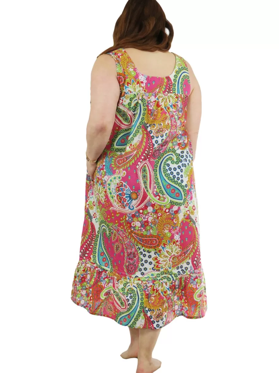 La Cera™ Vestido Con Escote Corazon Y Estampado Vibrante Con Bolsillos - Tallas^ Más Ropa De Dormir
