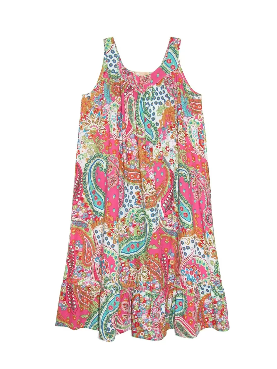 La Cera™ Vestido Con Escote Corazon Y Estampado Vibrante Con Bolsillos - Tallas^ Más Ropa De Dormir
