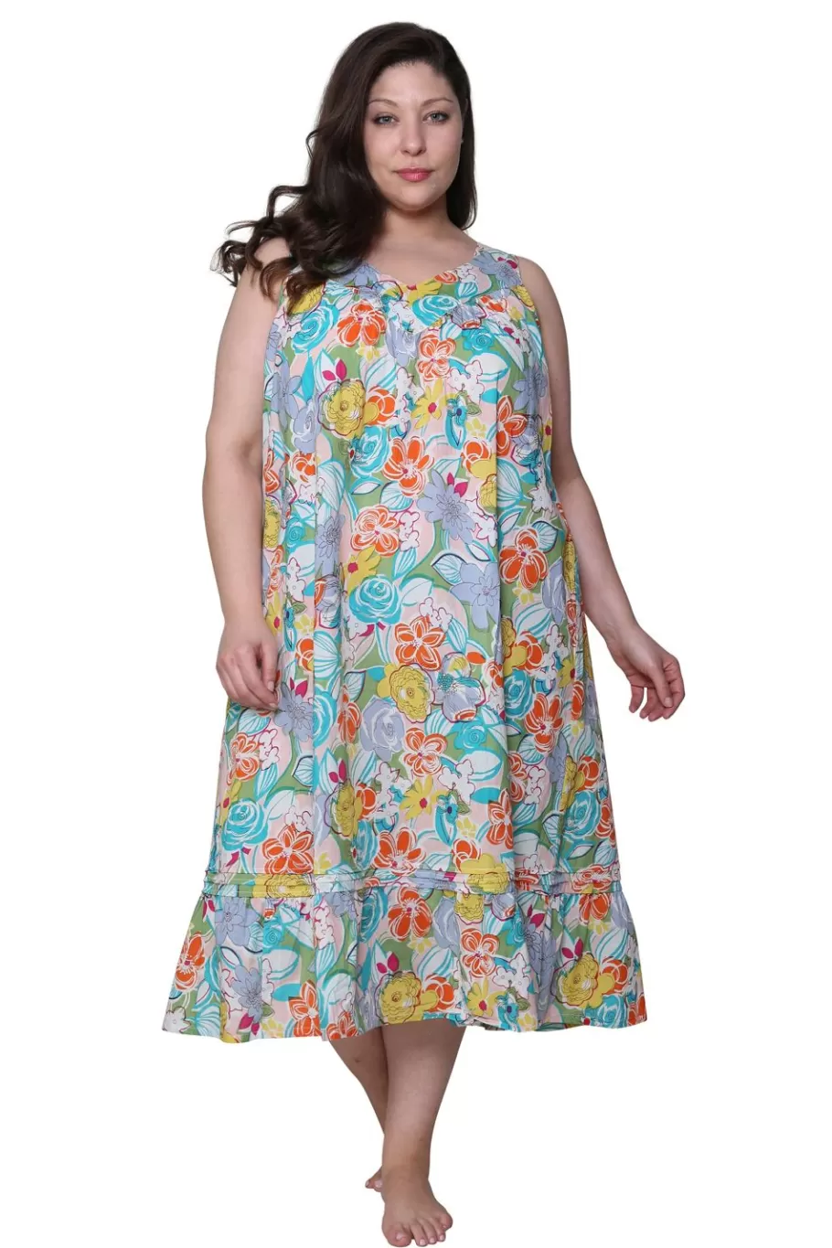 La Cera™ Vestido Con Escote Corazon Y Estampado Vibrante Con Bolsillos - Tallas^ Más Ropa De Dormir