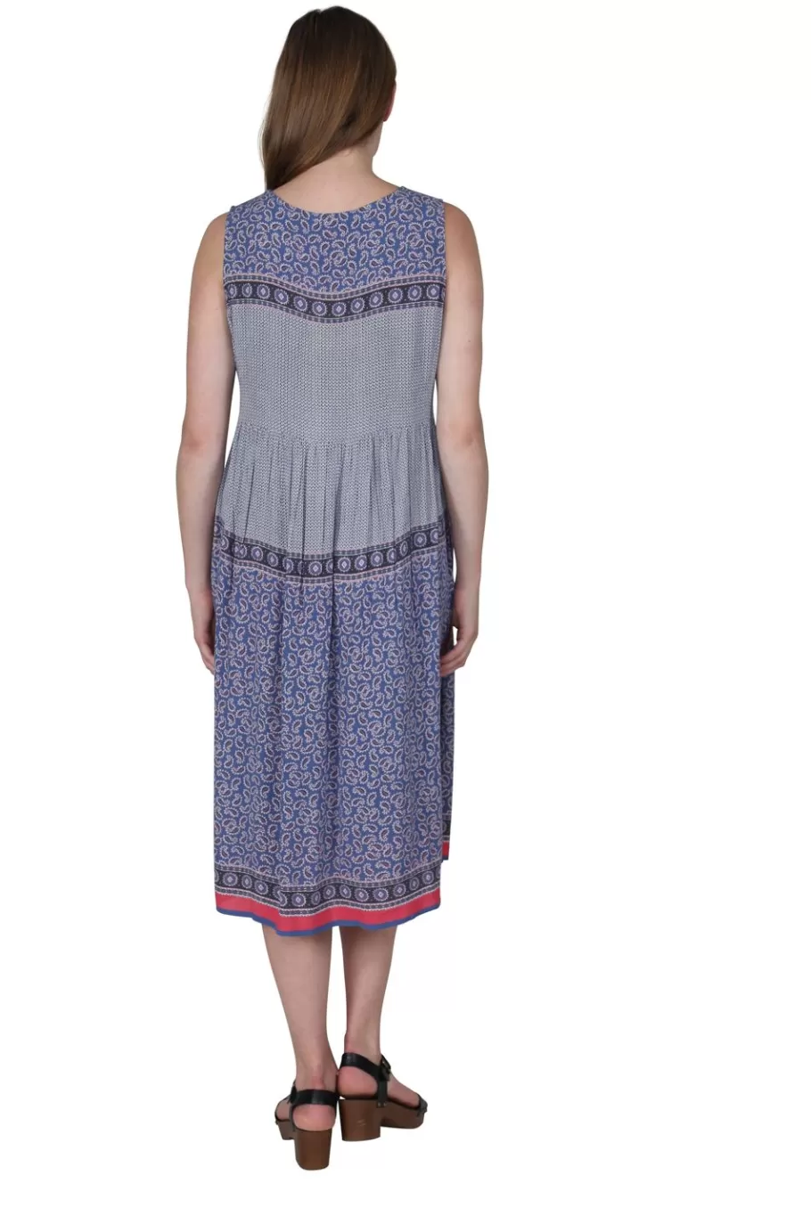 La Cera™ Vestido Con Estampado De Borde De Cintura Imperio Y Escote En V^ Vestidos Tejidos