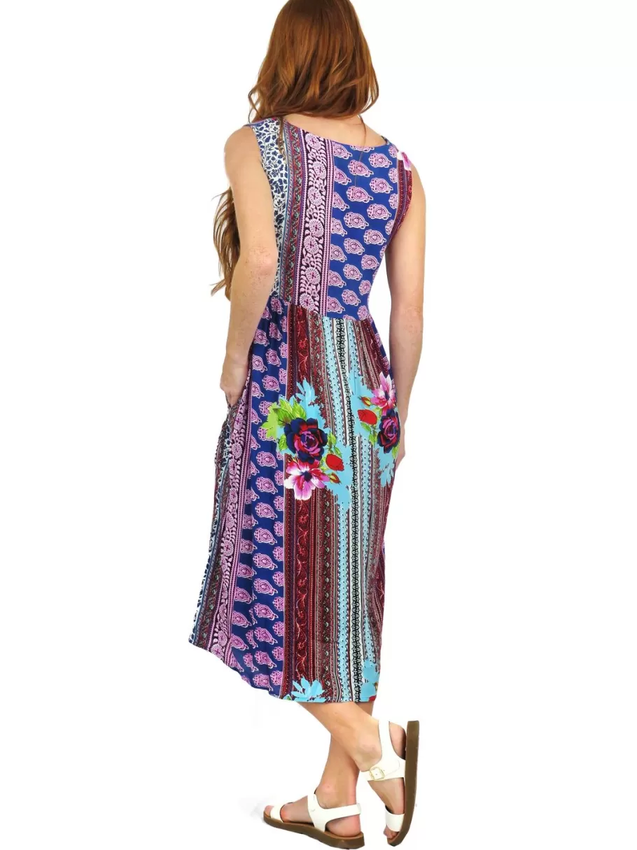 La Cera™ Vestido Con Estampado De Borde De Cintura Imperio Y Escote En V^ Vestidos Tejidos