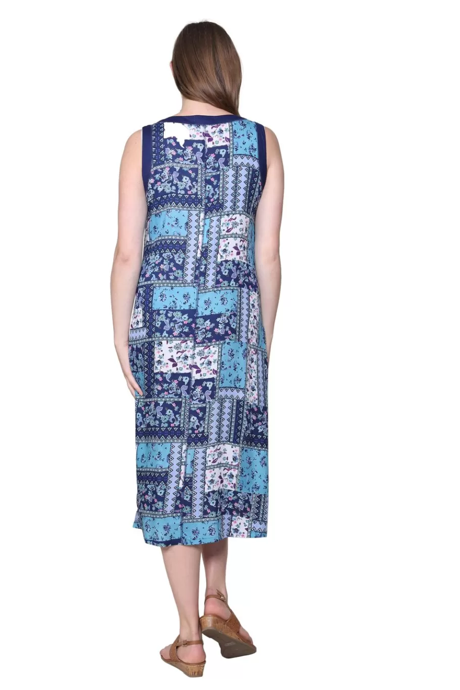 La Cera™ Vestido Con Estampado De Rayon Y Patchwork Con Botones Novedosos^ Vestidos Tejidos