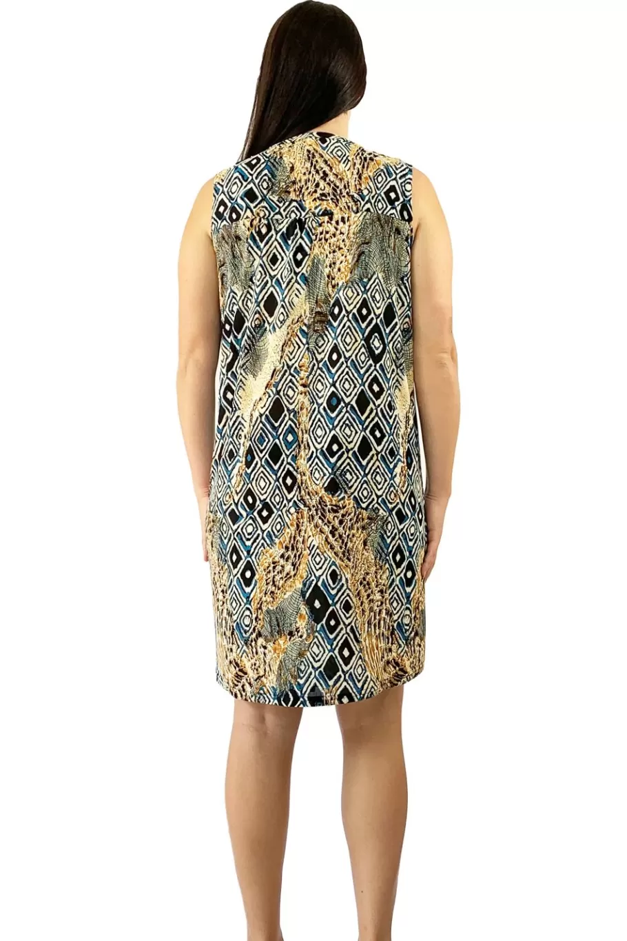 La Cera™ Vestido Con Estampado Malabar Sin Mangas Y Parte Delantera Plisada^ Vestidos De Punto