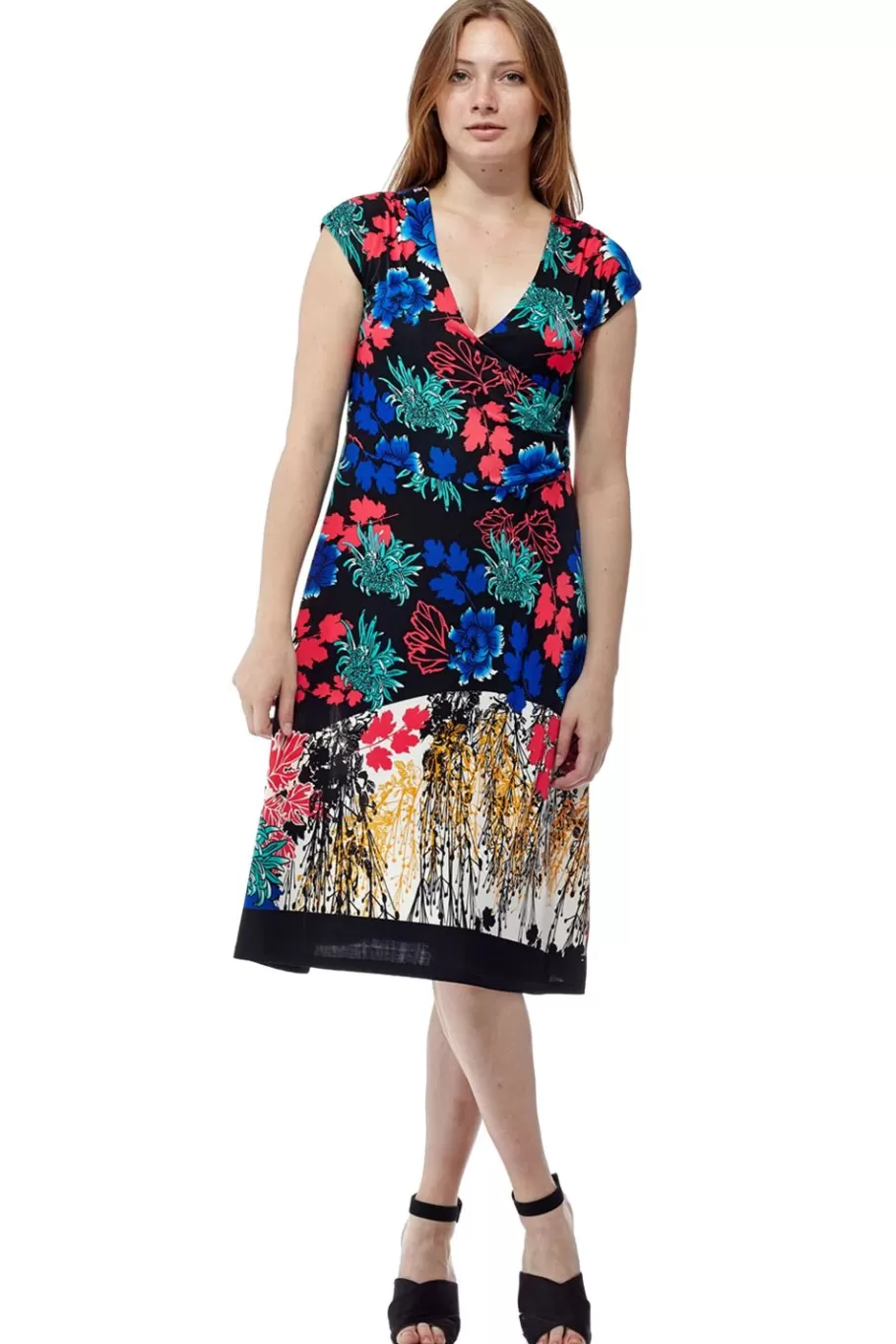 La Cera™ Vestido Con Parte Delantera Cruzada Y Estampado Ple De La Cera^ Vestidos De Punto