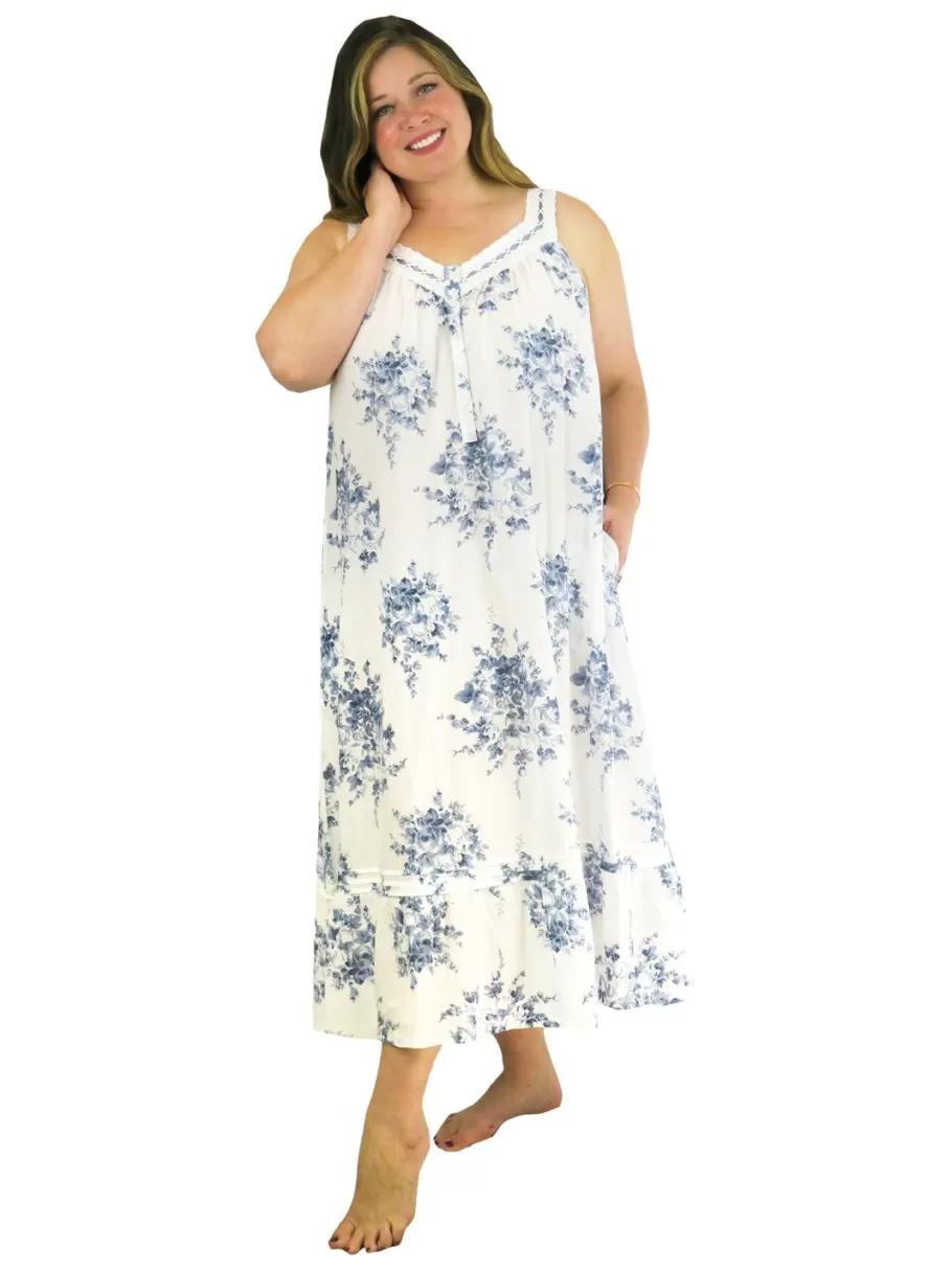 La Cera™ Vestido Con Volantes Y Ribete De Encaje 100% Algodon De Talla Grande -^ Más Ropa De Dormir