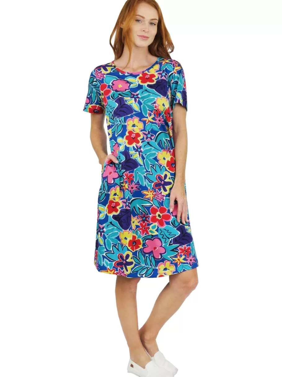 La Cera™ Vestido Corto De Punto De Algodon De Manga Corta^ Vestidos De Punto