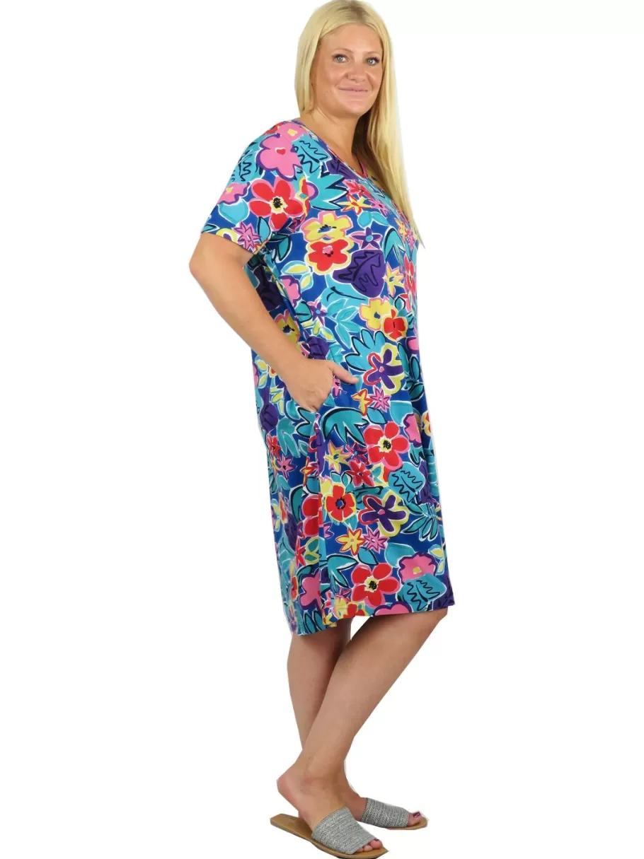 La Cera™ Vestido Corto De Punto De Algodon De Manga Corta De Talla Grande^ Vestidos Plus