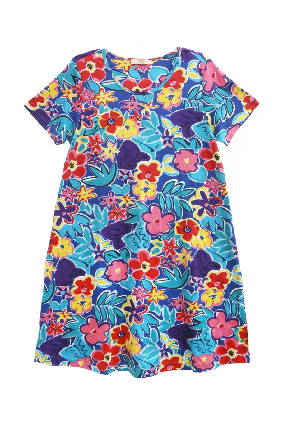 La Cera™ Vestido Corto De Punto De Algodon De Manga Corta De Talla Grande^ Vestidos Plus