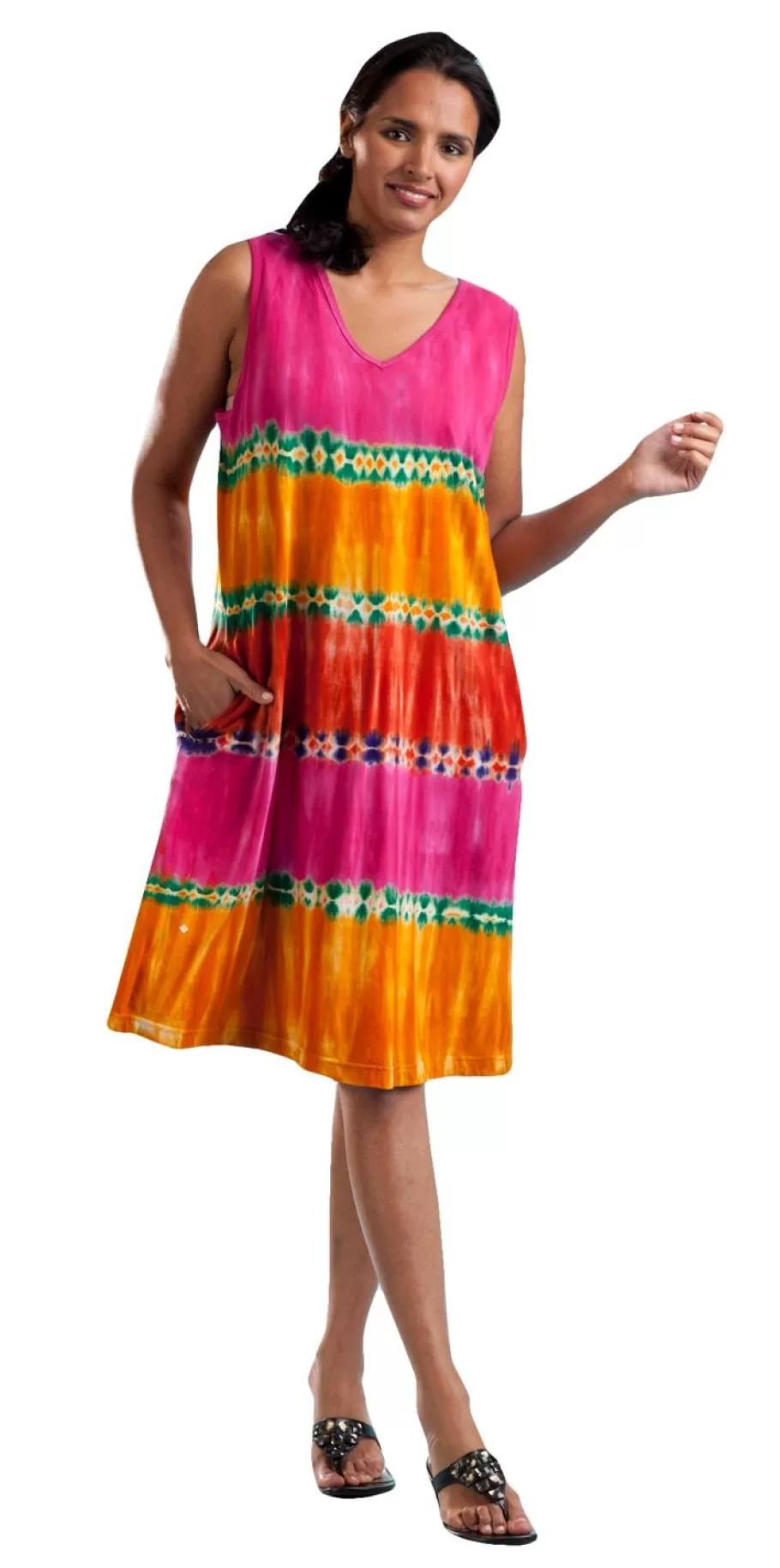 La Cera™ Vestido Corto Sin Mangas Tie-Dye La Cera^ Vestidos De Punto