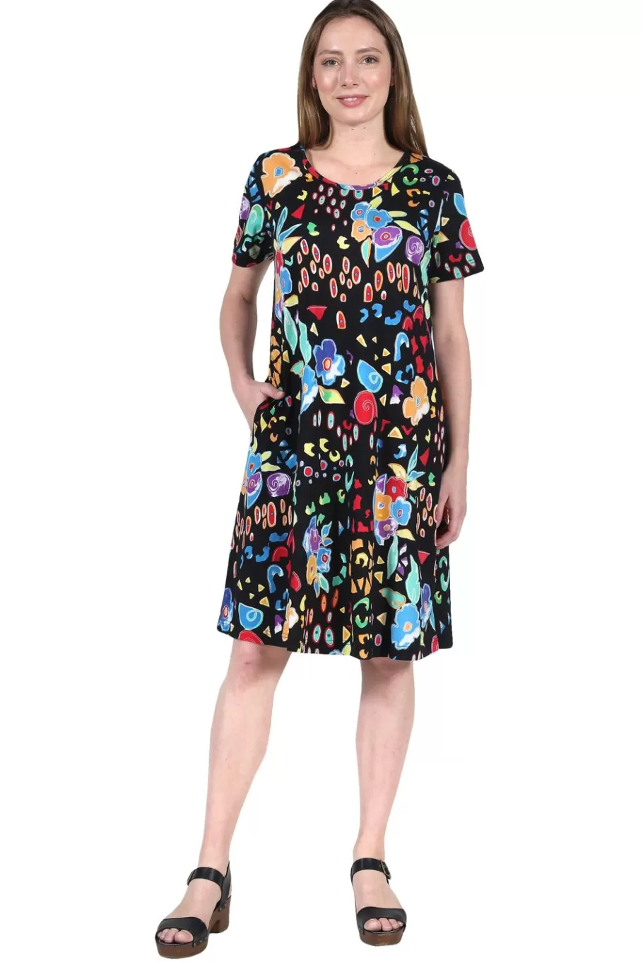 La Cera™ Vestido De Algodon Con Estampado Floral Abstracto La Cera^ Vestidos De Punto