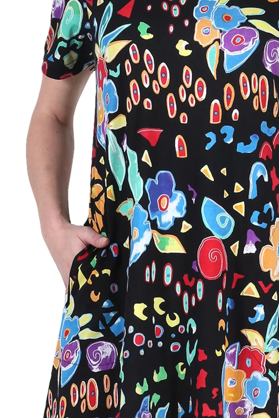 La Cera™ Vestido De Algodon Con Estampado Floral Abstracto La Cera^ Vestidos De Punto