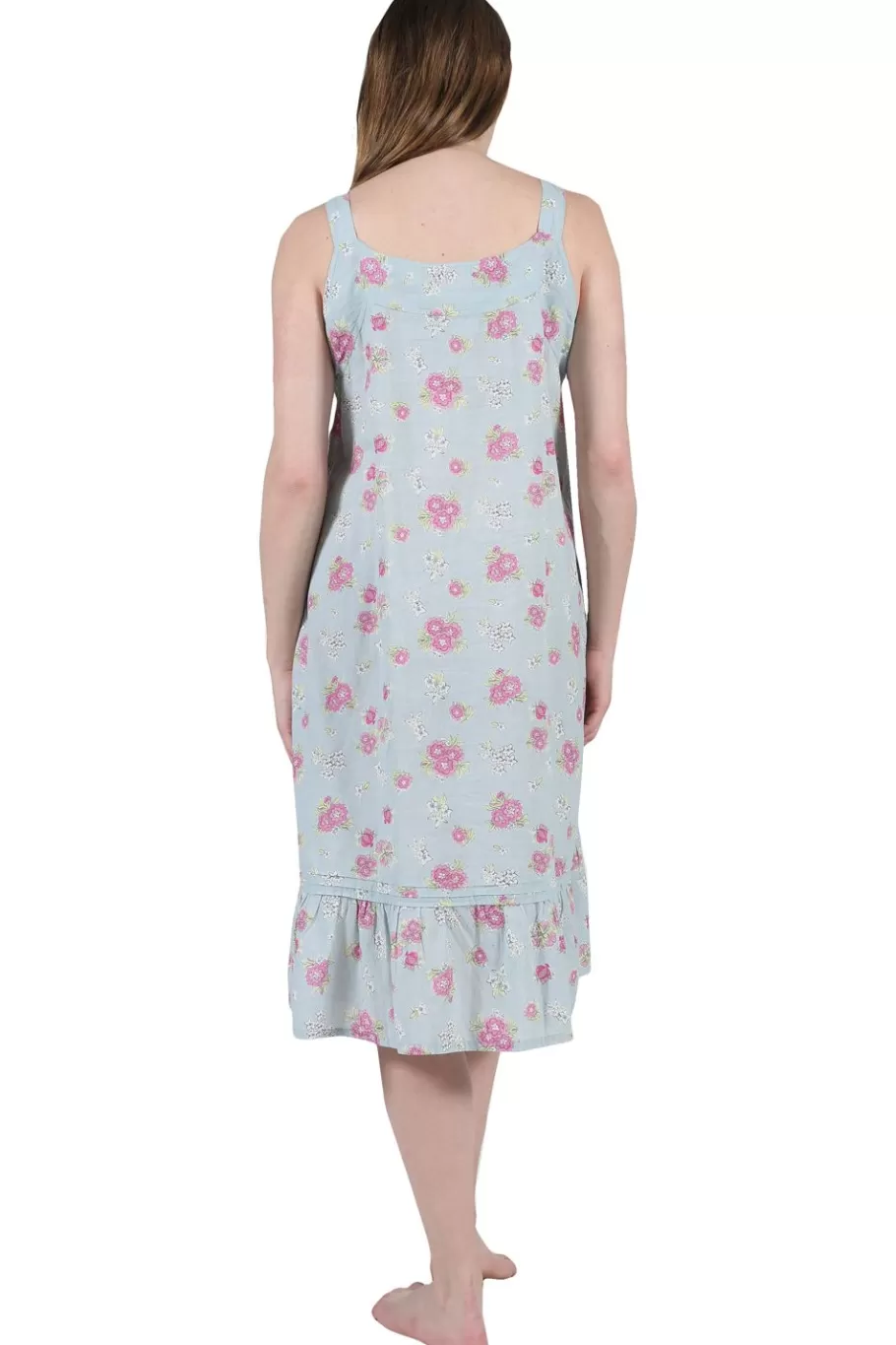 La Cera™ Vestido De Algodon Con Parte Delantera Plisada Y Volante La Cera - Azu^ Vestidos