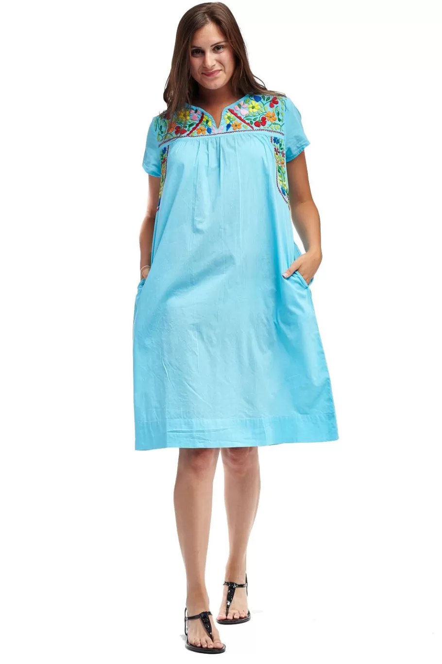 La Cera™ Vestido De Manga Corta Bordado La Cera^ Vestidos De Punto