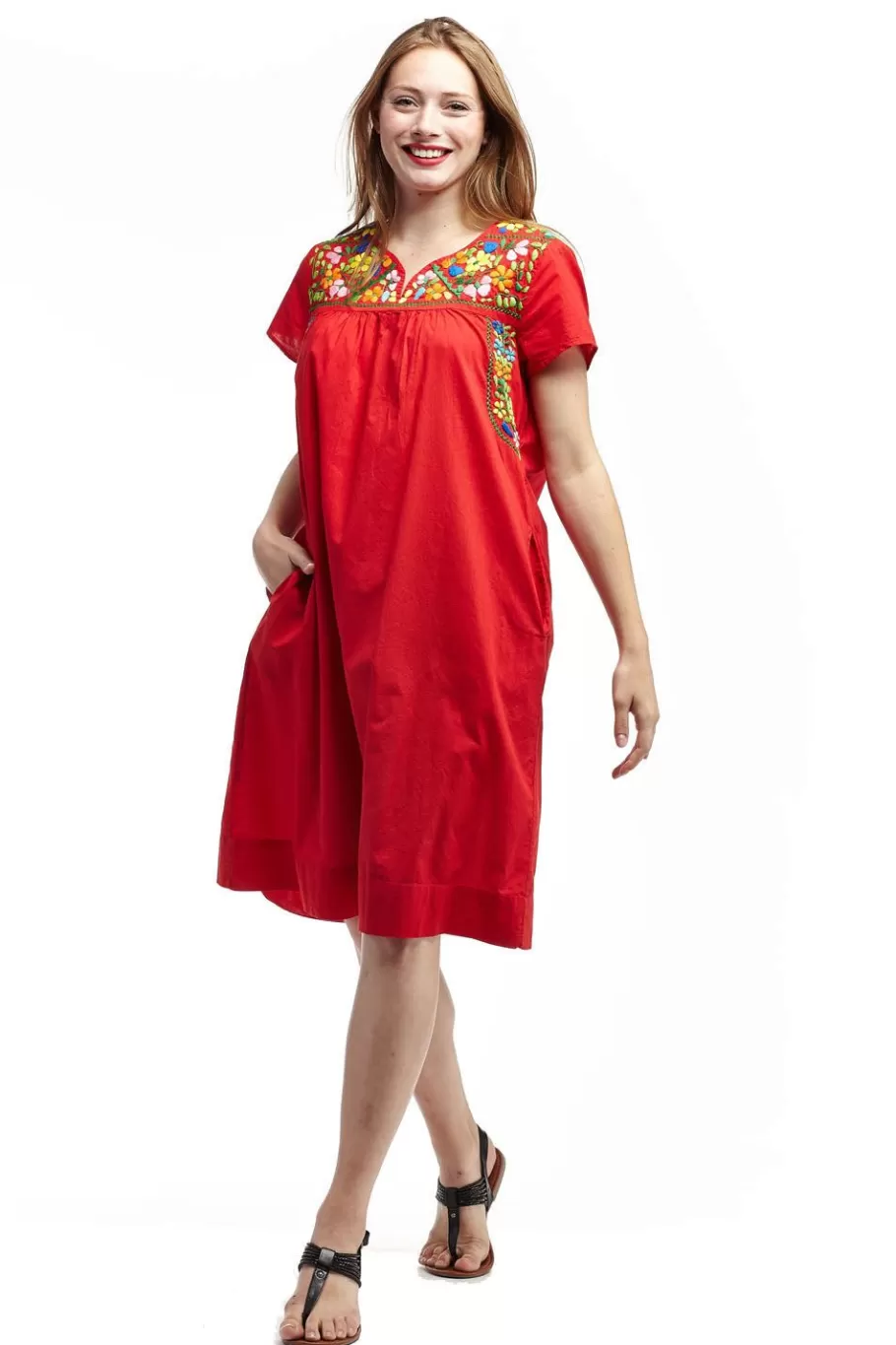 La Cera™ Vestido De Manga Corta Bordado La Cera^ Vestidos De Punto