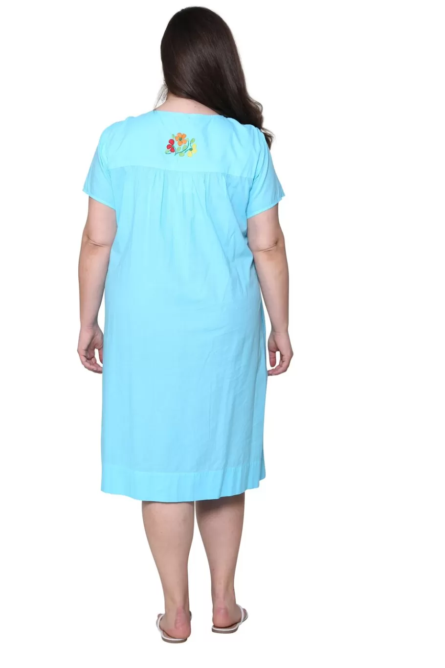 La Cera™ Vestido De Manga Corta Bordado La Cera Talla Grande^ Vestidos Plus