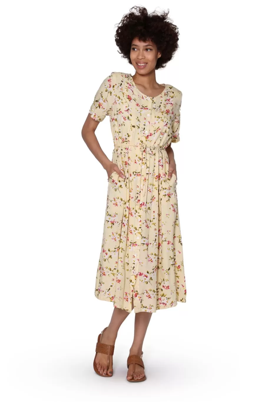 La Cera™ Vestido De Manga Corta Con Botones En La Parte Delantera La Cera^ Vestidos Tejidos