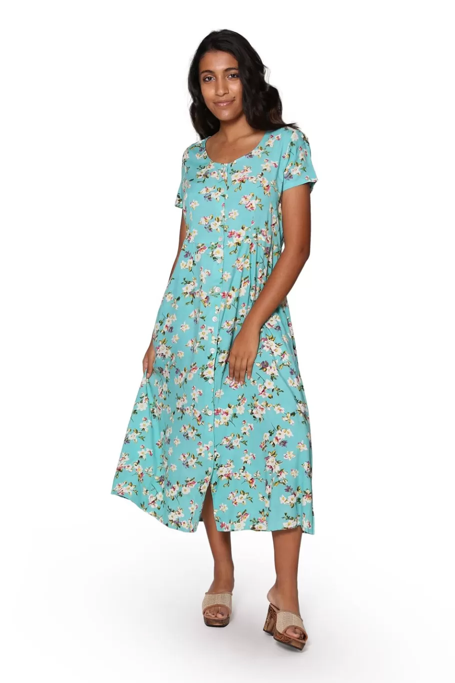 La Cera™ Vestido De Manga Corta Con Botones En La Parte Delantera La Cera^ Vestidos Tejidos