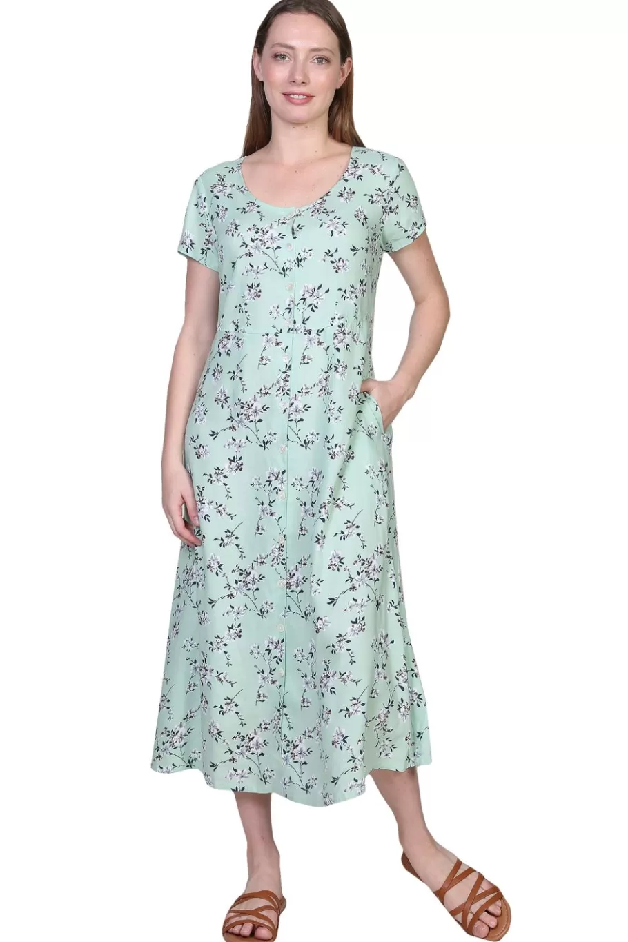 La Cera™ Vestido De Manga Corta Con Botones En La Parte Delantera La Cera^ Vestidos Tejidos