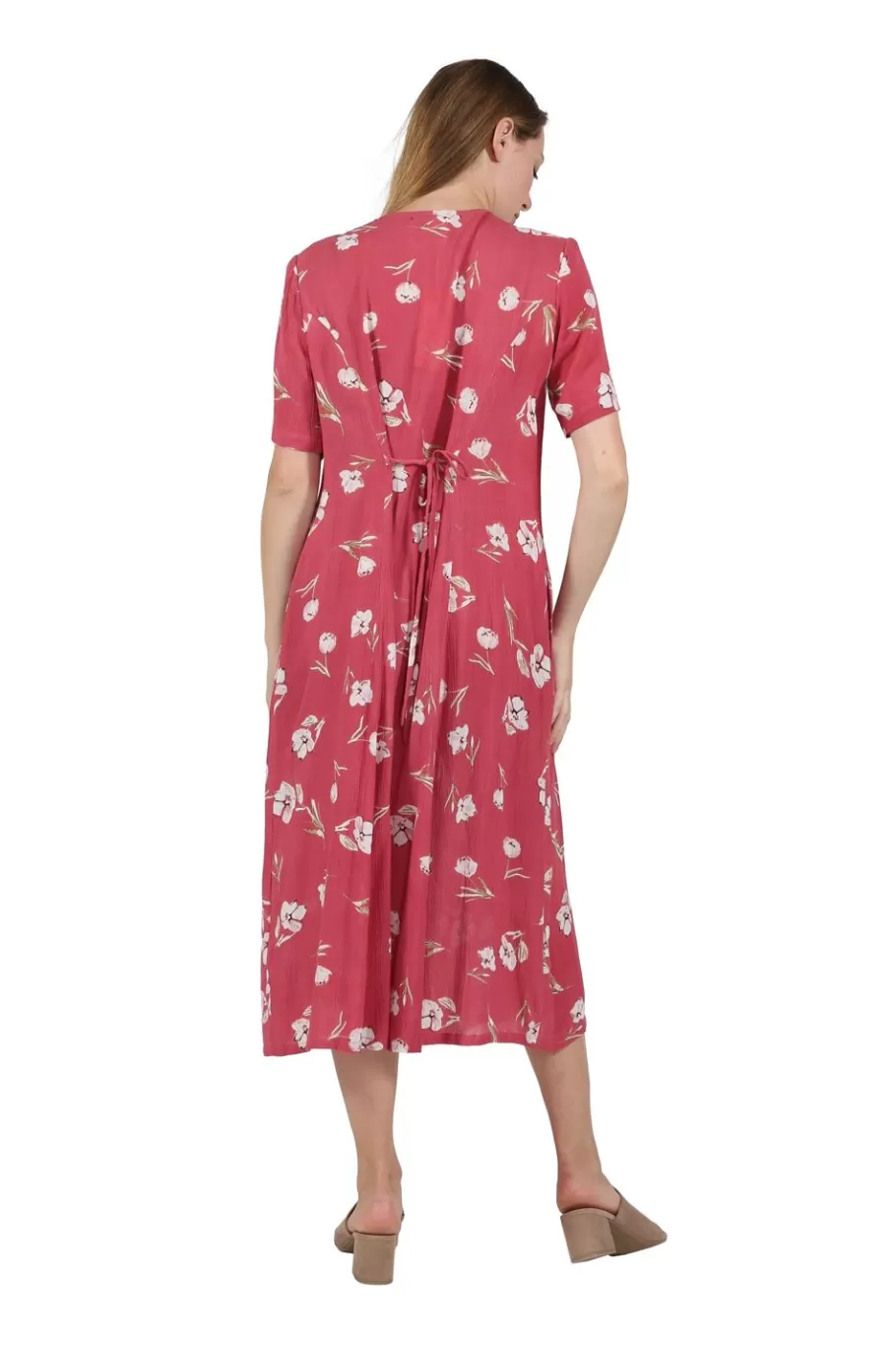 La Cera™ Vestido De Manga Corta Con Botones En La Parte Delantera La Cera^ Vestidos Tejidos