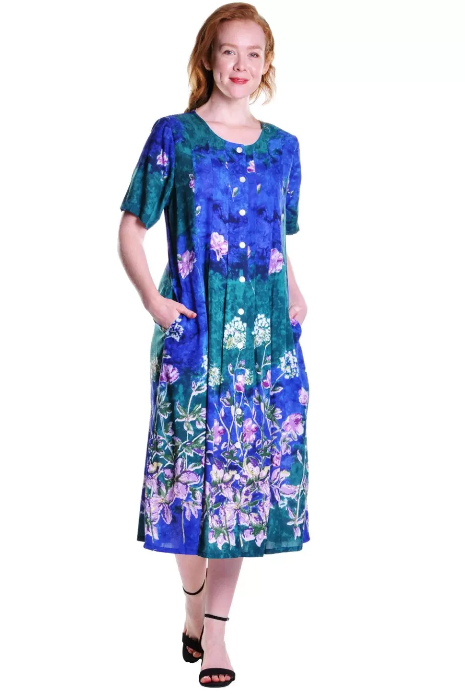 La Cera™ Vestido De Manga Corta Con Botones En La Parte Delantera La Cera^ Vestidos De Punto